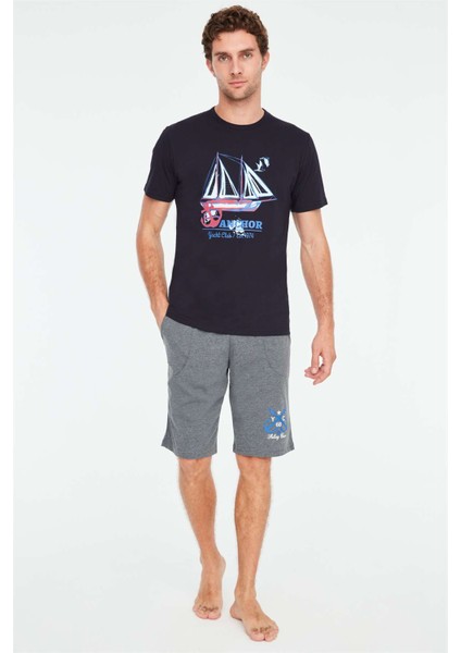 - Erkek Lacivert T-Shirt Şort Takımı