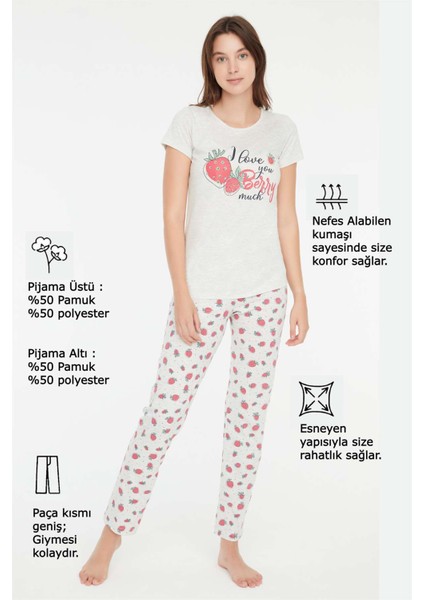 - Kadın Kar Melanj Yuvarlak Yaka Pijama Takımı 3864 fırsatları