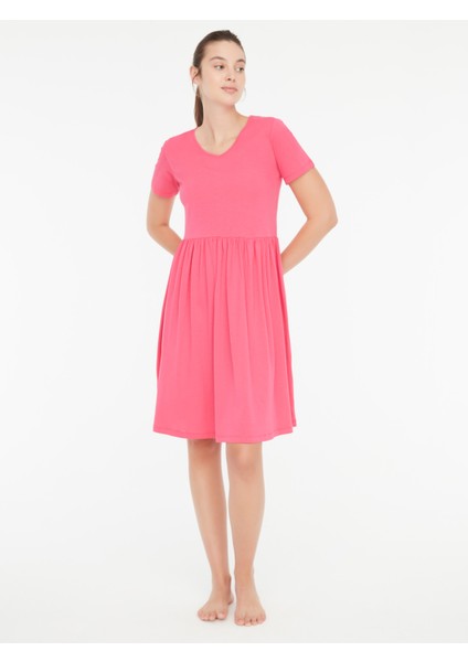 - Kadın Fuşya V Yaka Elbise fiyatları
