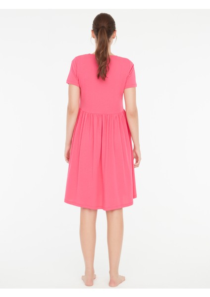 - Kadın Fuşya V Yaka Elbise modelleri