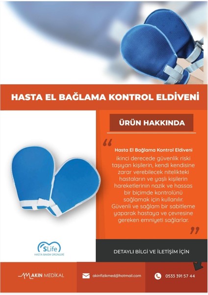 Hasta El Bağlama Kontrol Eldiveni Çift