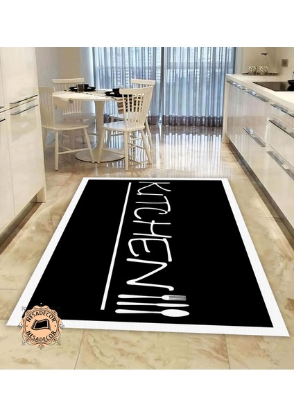 Beyaz Kenarlı Modern Halı Makinede Yıkanabilir Dekoratif Yolluk Kitchen Yazılı Mutfak Halısı modelleri