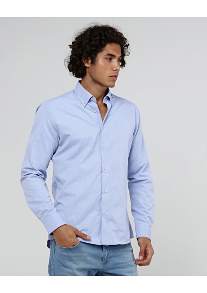 Slim Fit Düğmeli Yaka Erkek Gömleği