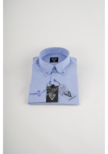 Slim Fit Düğmeli Yaka Erkek Gömleği