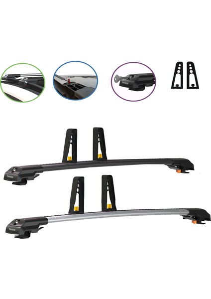 Skoda Kodıaq Karoq Kamiq Yeti Kilitli Ara Atkı Cross Bar Taşıyıcı Tavan Barı 4 Adet Dayama Dahil