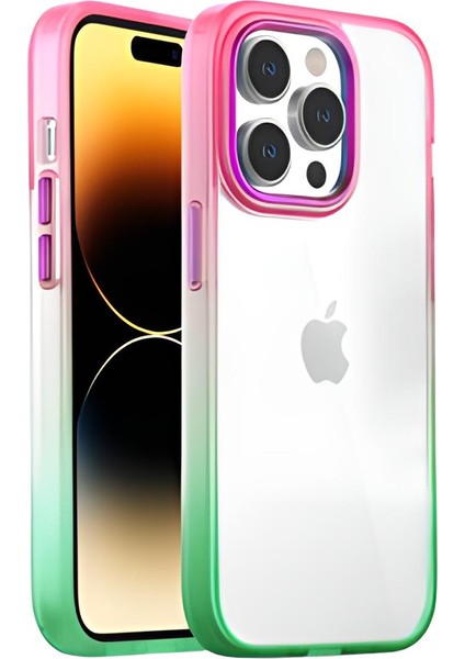 Iphone 13 Pro Air Bumper Rainbow Kılıf Pink Green
