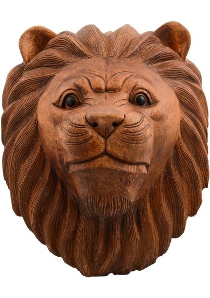 Maun Ağacı Aslan Kafası El Yapımı Duvar Dekoru Biblo 40CM