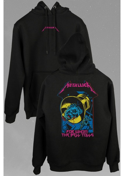 Metallica For Whom The Bell New Rock Metal Ön ve Arka Baskılı Sweatshirt Unisex Kapüşonlu Hoodie