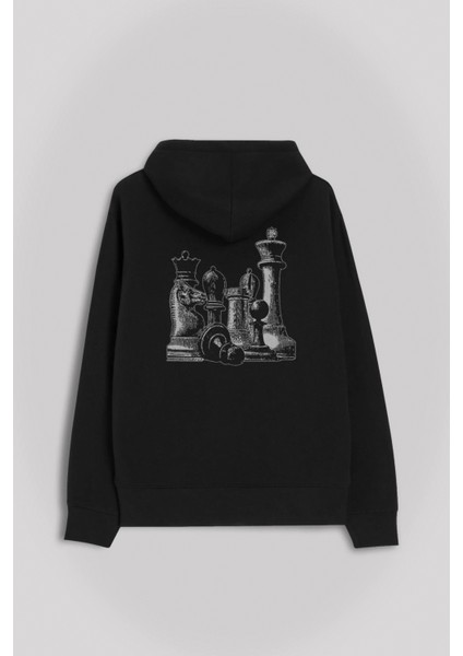 Chess Satranç Taşları Fil Kale Vezir Santranç Ön ve Arka Baskılı Sweatshirt Unisex Kapüşonlu Hoodie modelleri