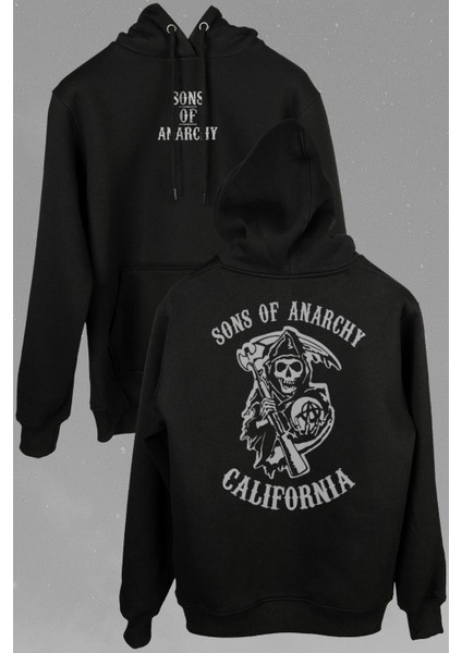 Sons Of Anarchy California Skull Hayalet Ön ve Arka Baskılı Sweatshirt Unisex Kapüşonlu Hoodie