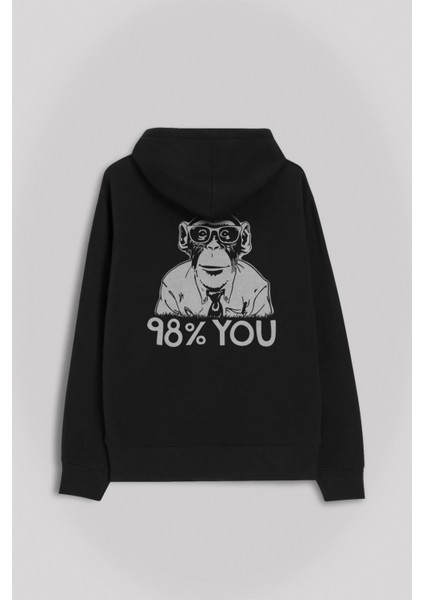 Insan Evrim Şempanze %98 Chimp Evolution Dna Ön ve Arka Baskılı Sweatshirt Unisex Kapüşonlu Hoodie fiyatları