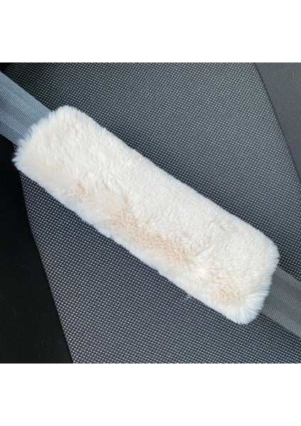 Peluş Seyahat Emniyet Kemer Pedi Kılıfı 2'li Bej