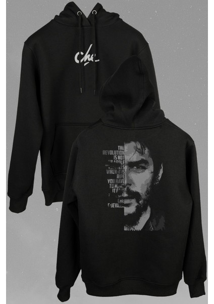 Metal Poster Ernosto Che Guevara Hafl Face Yüz Ön ve Arka Baskılı Sweatshirt Unisex Kapüşonlu Hoodie