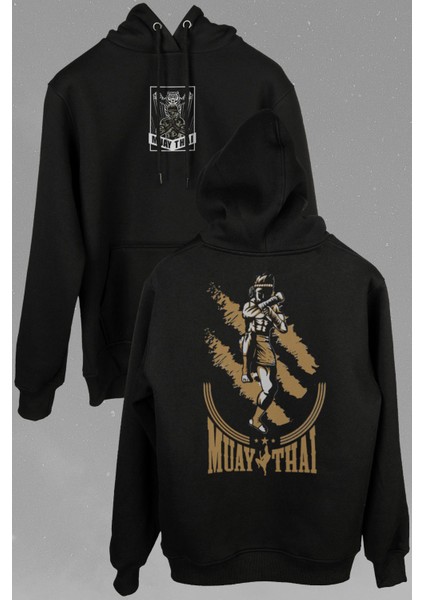 Muay Thai Muaythai Kick Boks Boxing Uzak Doğu Ön ve Arka Baskılı Sweatshirt Unisex Kapüşonlu Hoodie