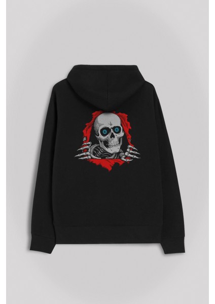 Powell Peralta Skull Kuru Kafa Skeleton Mavi Göz Ön ve Arka Baskılı Sweatshirt Unisex Kapüşonlu Hoodie fiyatları