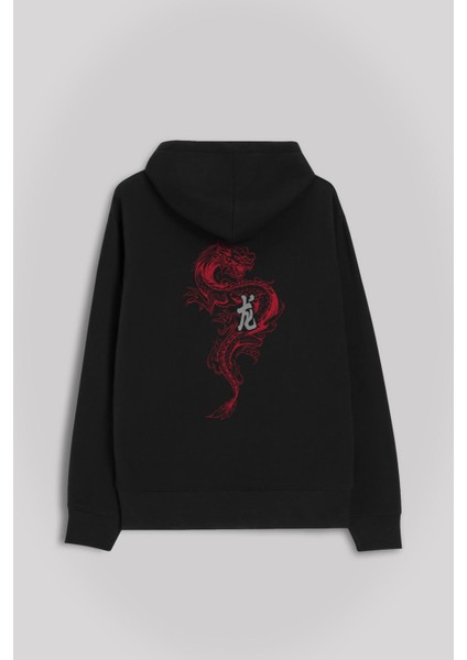 Ejder Dragon Uzak Doğu Japanese Drake Japonca Ön ve Arka Baskılı Sweatshirt Unisex Kapüşonlu Hoodie modelleri