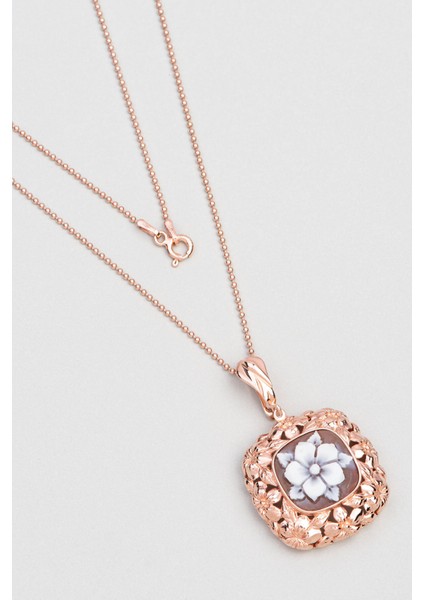 Cameo İtaliano 18 Ayar Rose Altın Kaplama 45 cm Gümüş Kolye