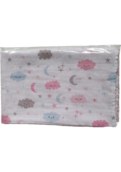 %100 Organik Pamuk Müslin Bebek Battaniyesi Ebat 80 x 90 Bulut Desen fırsatları