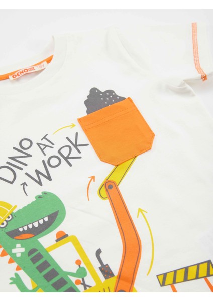 Dino At Work Erkek Çocuk T-shirt Kapri Şort Takım