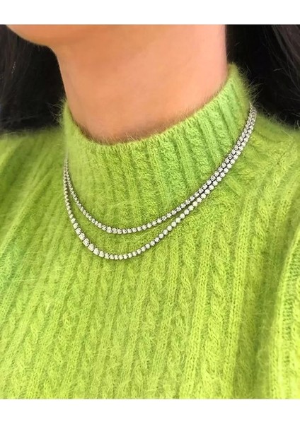 Iki Sıra Su Yolu Taşlı Abiye Kolye fiyatları