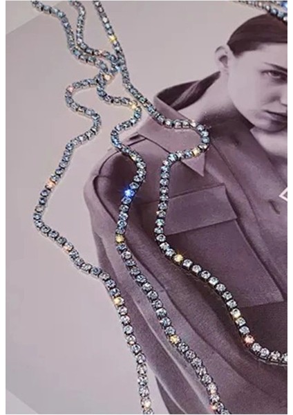 Iki Sıra Su Yolu Taşlı Abiye Kolye modelleri