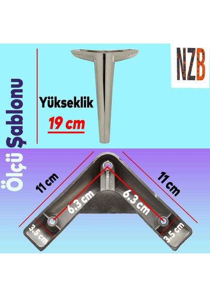 Lüks Mobilya Kanepe Sehpa Tv Ünitesi Koltuk Ayağı 19 cm Parlak Krom Baza Ayak