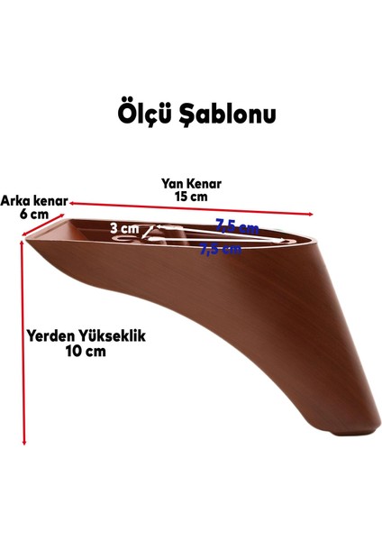 Göknar Lüks Mobilya Kanepe Tv Ünitesi Koltuk Ayağı 10 Cm Kahverengi Ahşap Desenli Baza Ayakları