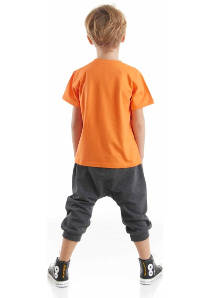 Turuncu Tilki Erkek Çocuk T-shirt Kapri Şort Takım