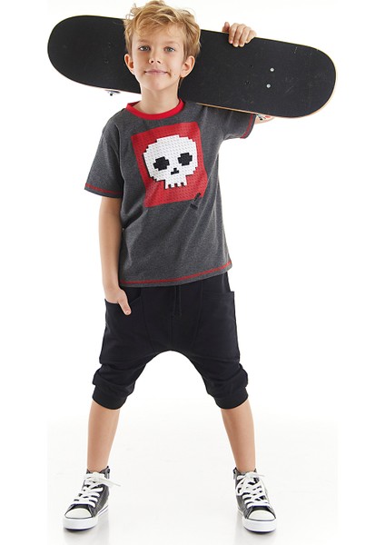 Skull Erkek Çocuk T-Shirt Baggy Kapri Takım