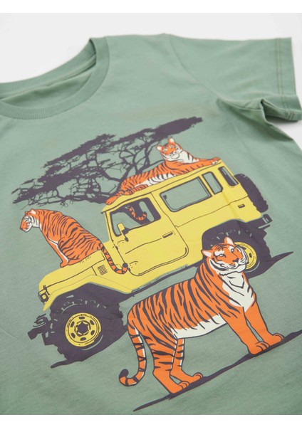 Safari Erkek Çocuk T-shirt Gabardin Şort Takım
