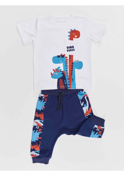 Dino Dudes Erkek Çocuk T-shirt Kapri Şort Takım modelleri
