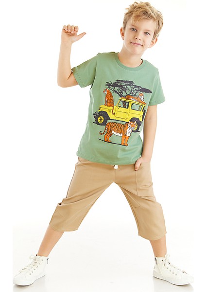 Safari Erkek Çocuk T-shirt Gabardin Şort Takım