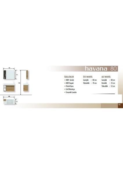 Havana 80 cm Banyo Dolabı