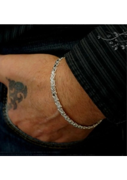 925 Ayar Gümüş Erkek Bileklik Künye Parlak 9 mm Euro Kral Model