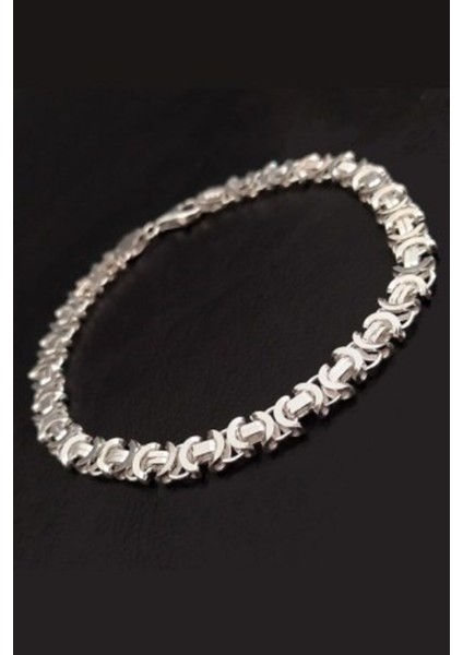 925 Ayar Gümüş Erkek Bileklik Künye Parlak 9 mm Euro Kral Model modelleri