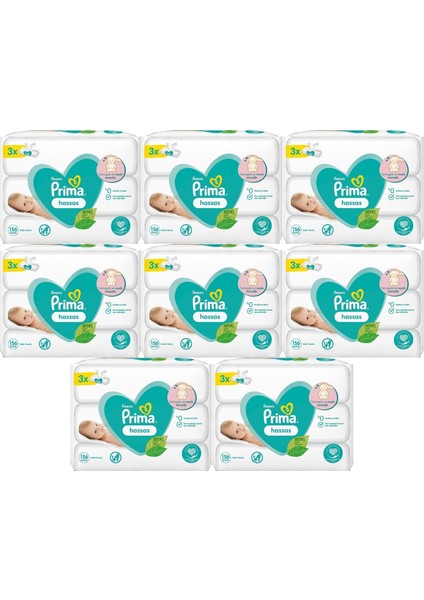 Islak Havlu Mendil Hassas Ciltler Için Bitki Bazlı Kokusuz (24'lü Set) (8 Paket x 3) 1248 Yaprak