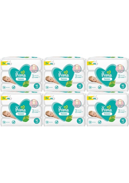 Islak Havlu Mendil Hassas Ciltler Için Bitki Bazlı Kokusuz (18'li Set) (6 Paket x 3) 936 Yaprak