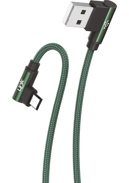 K592 Safe Micro USB 90 Derece Örgülü, Gamer, Oyuncu Şarj Kablosu
