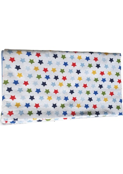 %100 Organik Pamuk Pazen Bebek Battaniyesi Ebat 80 x 90 Yıldız Desen