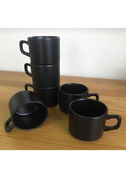 8 cm Stackable Çay Fincanı Siyah 6'lı