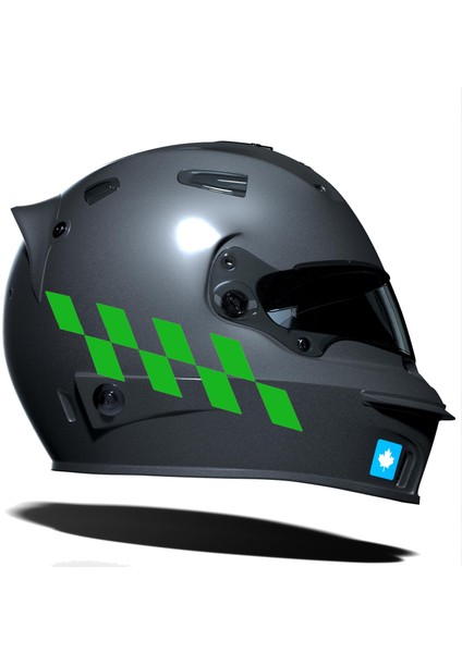 Orman Yeşili Damalı Kask Motosiklet Sticker Takımı Çınar Extreme