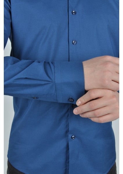 Slim Fit Saten Erkek Gömleği