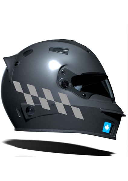Taş Grisi Damalı Kask Motosiklet Sticker Takımı Çınar Extreme