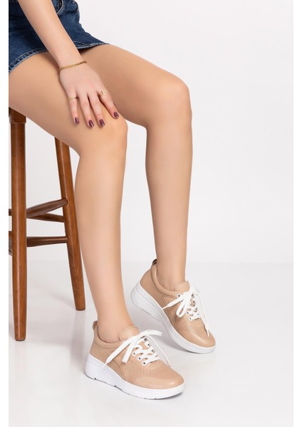 ARTI ARTI AYAKKABI Kadın Hakiki Deri Bej Sneaker Ayakkabı