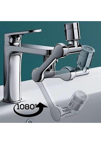 Tüm Musluklara Uyumlu Oynar Başlı Krom Kaplama Musluk Başlığı 360-1080 Derece Dönebilen Filtreli Musluk Başlığı