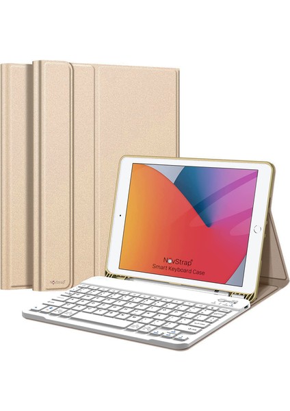 Apple iPad 9. Nesil 10.2 Inç Uyumlu Bluetooth Klavyeli Kılıf Standlı Kapaklı A2602-2604-A2603-A2605