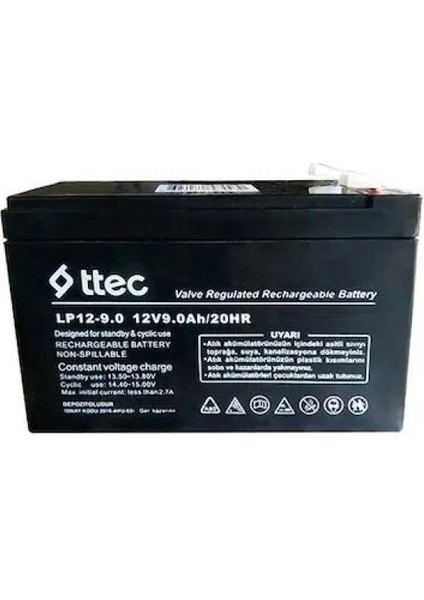 12 Volt 9A Akü -12V 9 Ah Bakımsız Kuru Akü - 12V 9AH 12V9AH 12 Volt 9 Amper Akü