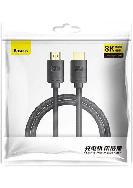 Hd Series 8k HDMI 60Hz 2.1 Örgülü Görüntü Aktarma Kablosu 48 Gbps 1 Metre