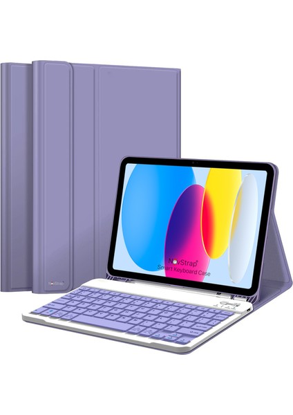 Apple Ipad 10. Nesil 10.9 2022 Uyumlu Bluetooth Klavyeli Tablet Kılıfı Stand Kalem Bölmeli