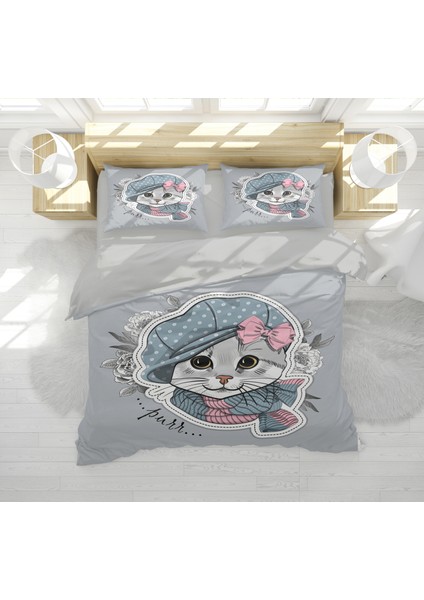 Erays Home Sevimli Kedi 3D Çift Kişilik Nevresim Takımı